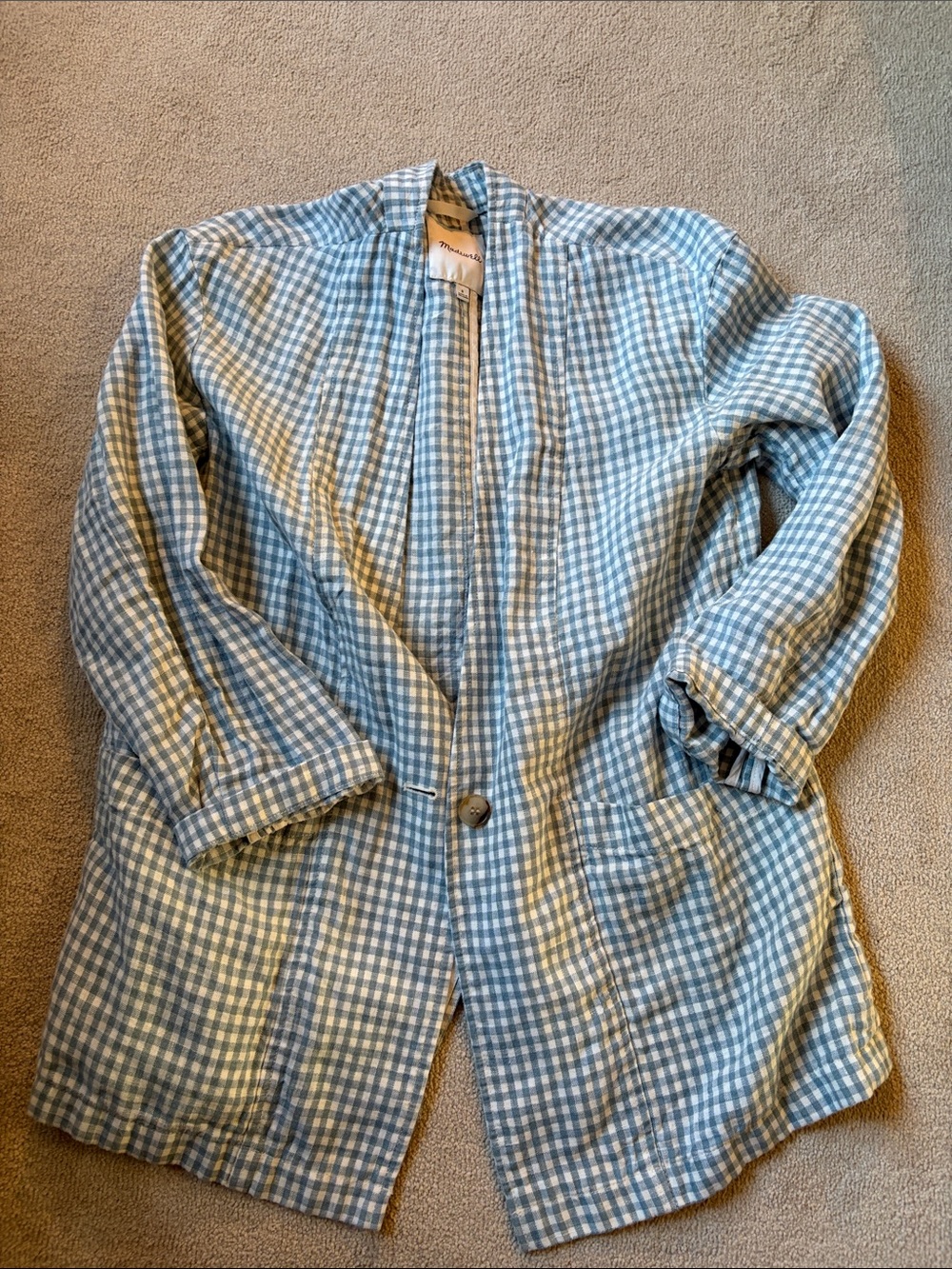 Madewell Linen Dorset Blazer in Gingham Check